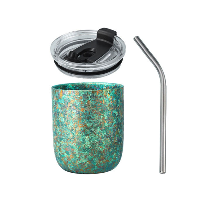 Large ice flower Double-Layer Pure Titanium Beer Mug 260ml