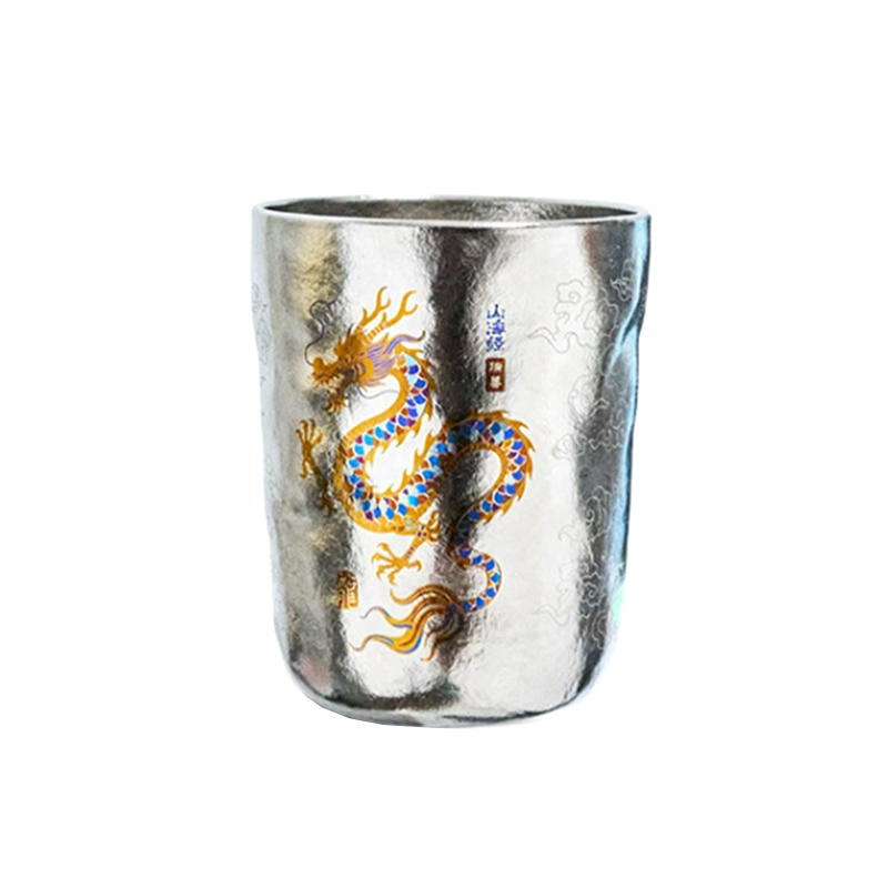 【Long Feng Cheng Xiang】 Pure Titanium Handcrafted Titanium Mug (Long)