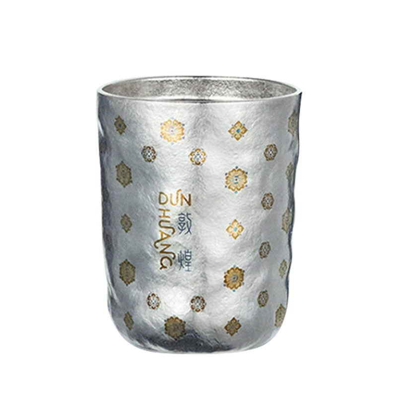 Dunhuang Auspicious Pattern Flowers Masterpiece Handcrafted - Technology Titanium Mug